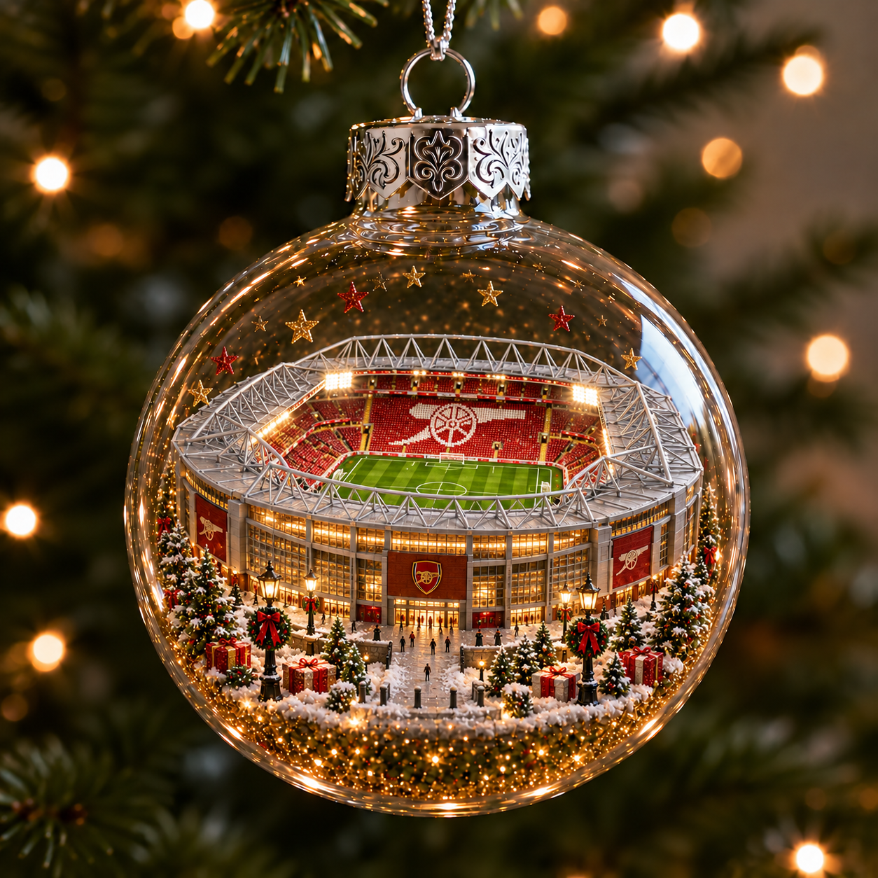 🎄 Victory Through Harmony Light-Up Football Christmas Globe Ornament-HandPrint