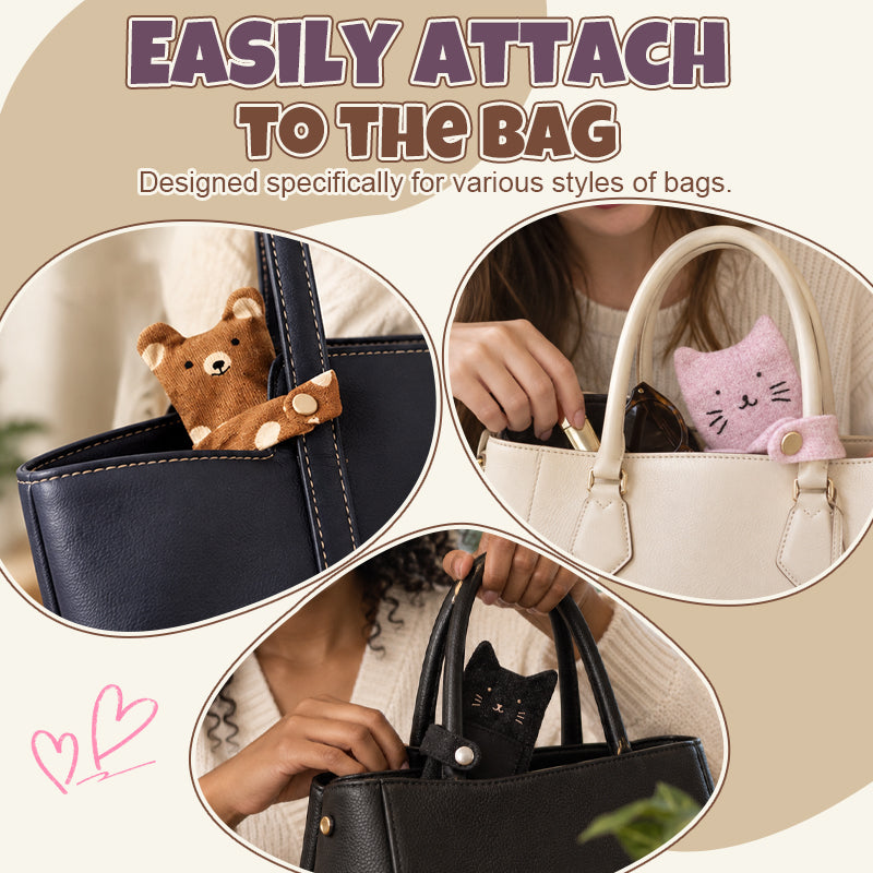 Hugging Cat & Bear Zipper Pouch Bag Charm-HandPrint