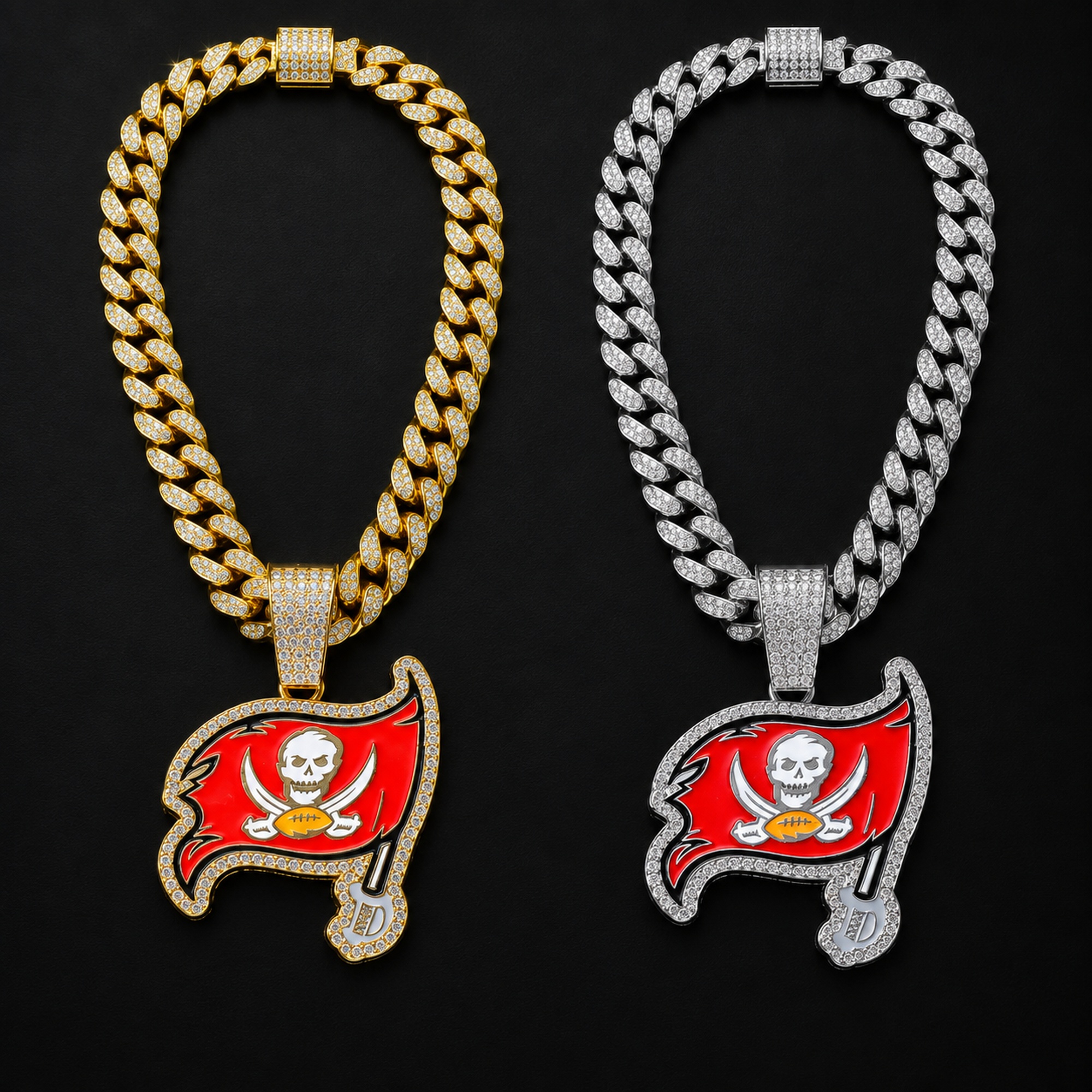 Football Team Cuban Link Pendant Necklace-HandPrint