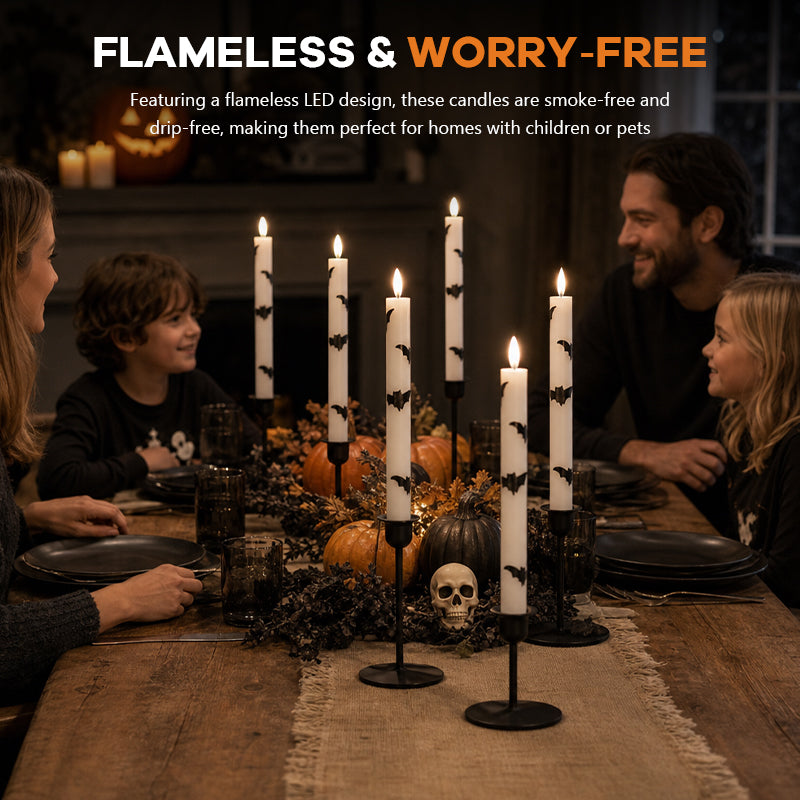 Spooky & Safe: Halloween Bat LED Taper Candles 🦇-HandPrint