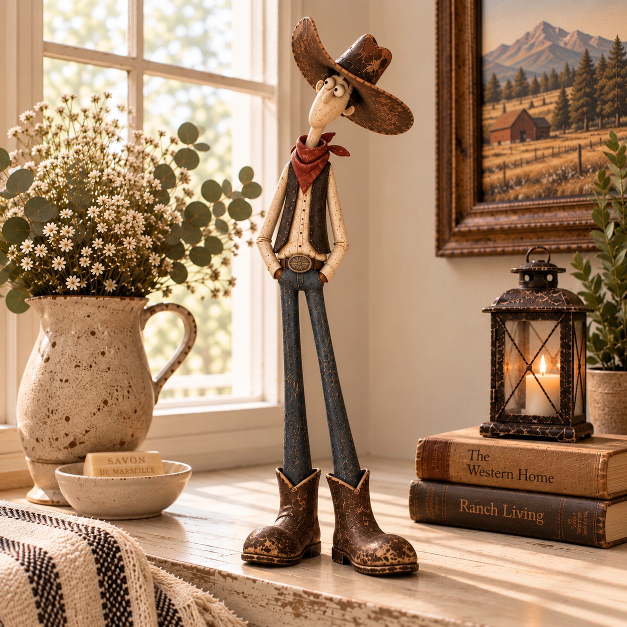 🤠🐴 Whimsical Western Cowboy & Horse Figurine Duo 🌵-HandPrint