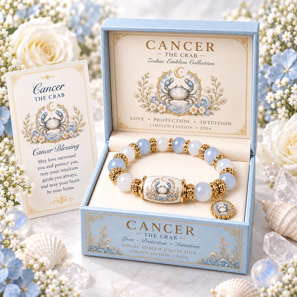 【🔥Limited Edition🔥】💫 12 Zodiac Bracelet – Natural Chalcedony, Your Sign, Your Energy-HandPrint