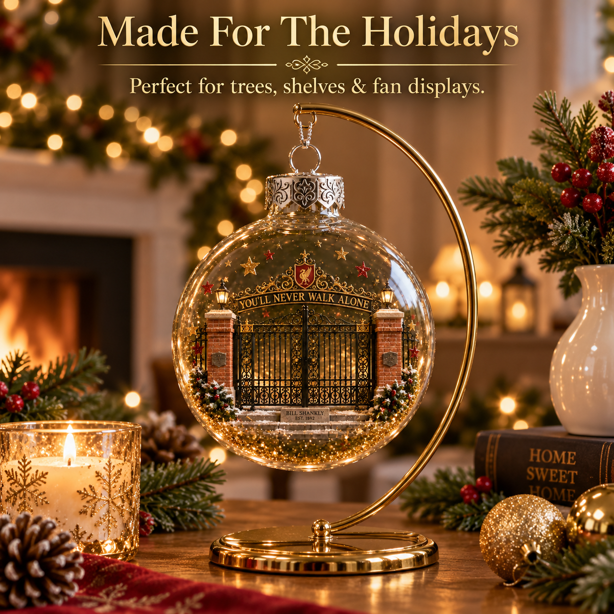 🎄 Light-Up Football Heritage Diorama Ornament-HandPrint