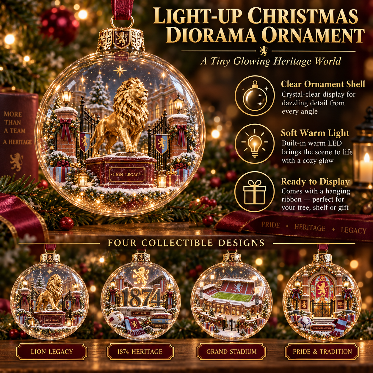 🎄 Pride & Tradition Light-Up Football Christmas Globe Ornament-HandPrint