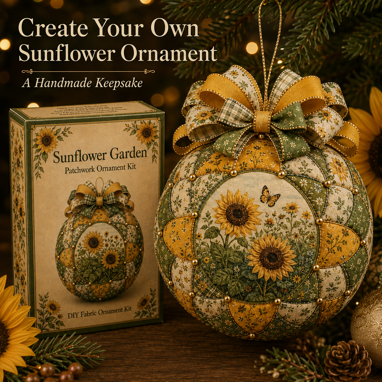 🌿 Garden & Birds Patchwork Ornament DIY Kit-HandPrint