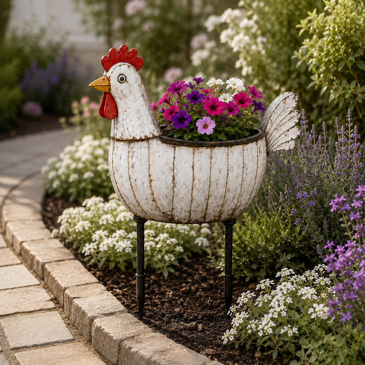 Rustic Hen Garden Stake Planter-HandPrint