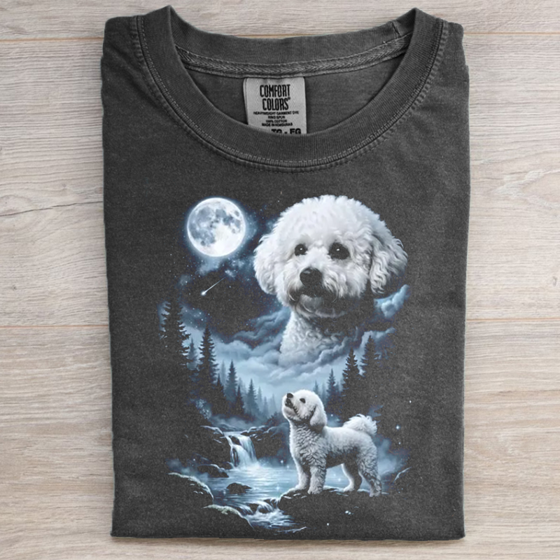 Bichon Frise Howling to the Moon T-shirt-NaturexCraft