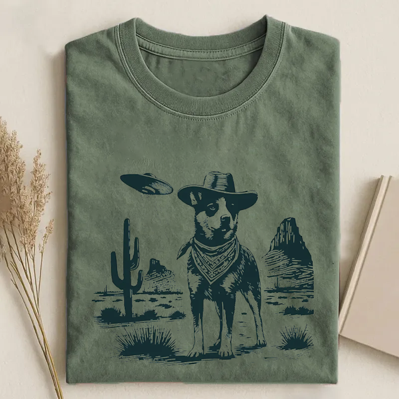 Vintage Australian Cattle Dog UFO T-shirt-NaturexCraft