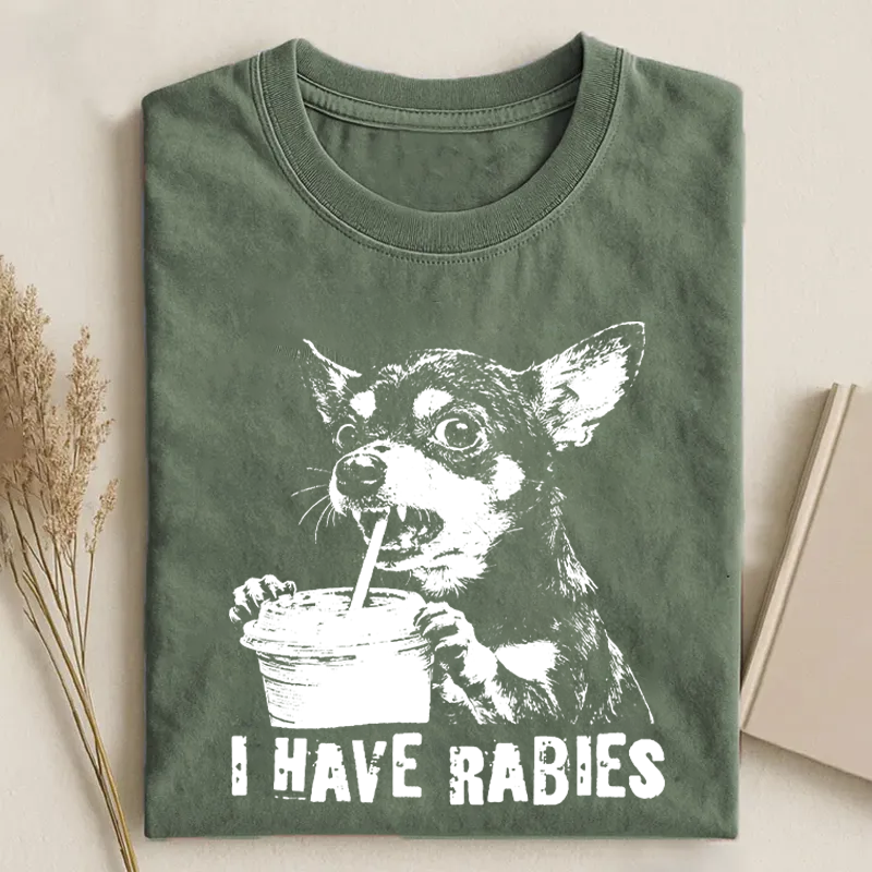 Retro I Have Rabbies Chihuahua T-shirt-NaturexCraft