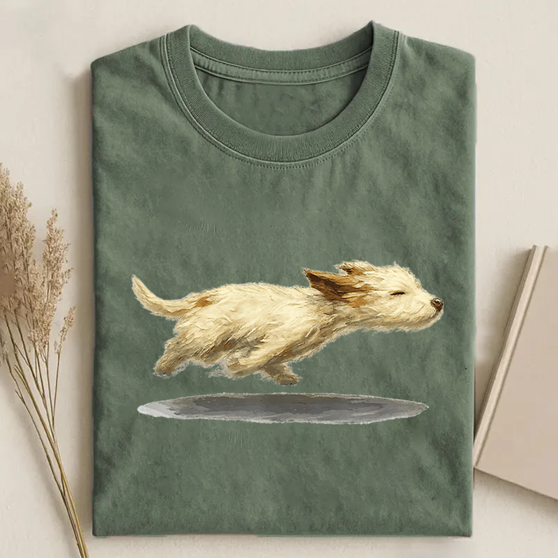 Cute Running Dog T-shirt-NaturexCraft