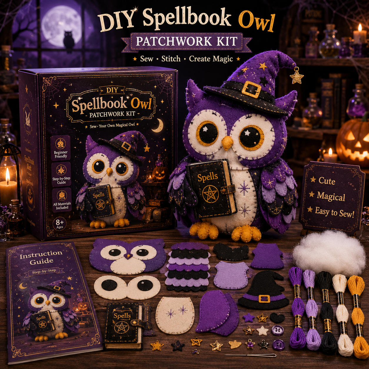 DIY Halloween Magical Patchwork Kit – Sew Your Own Spooky Cute Friend 🎃🧵-HandPrint