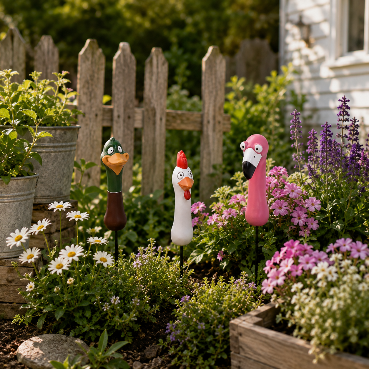 🌿 Funny Peeking Bird Garden Stakes – 3-Piece Whimsical Yard Decor-HandPrint