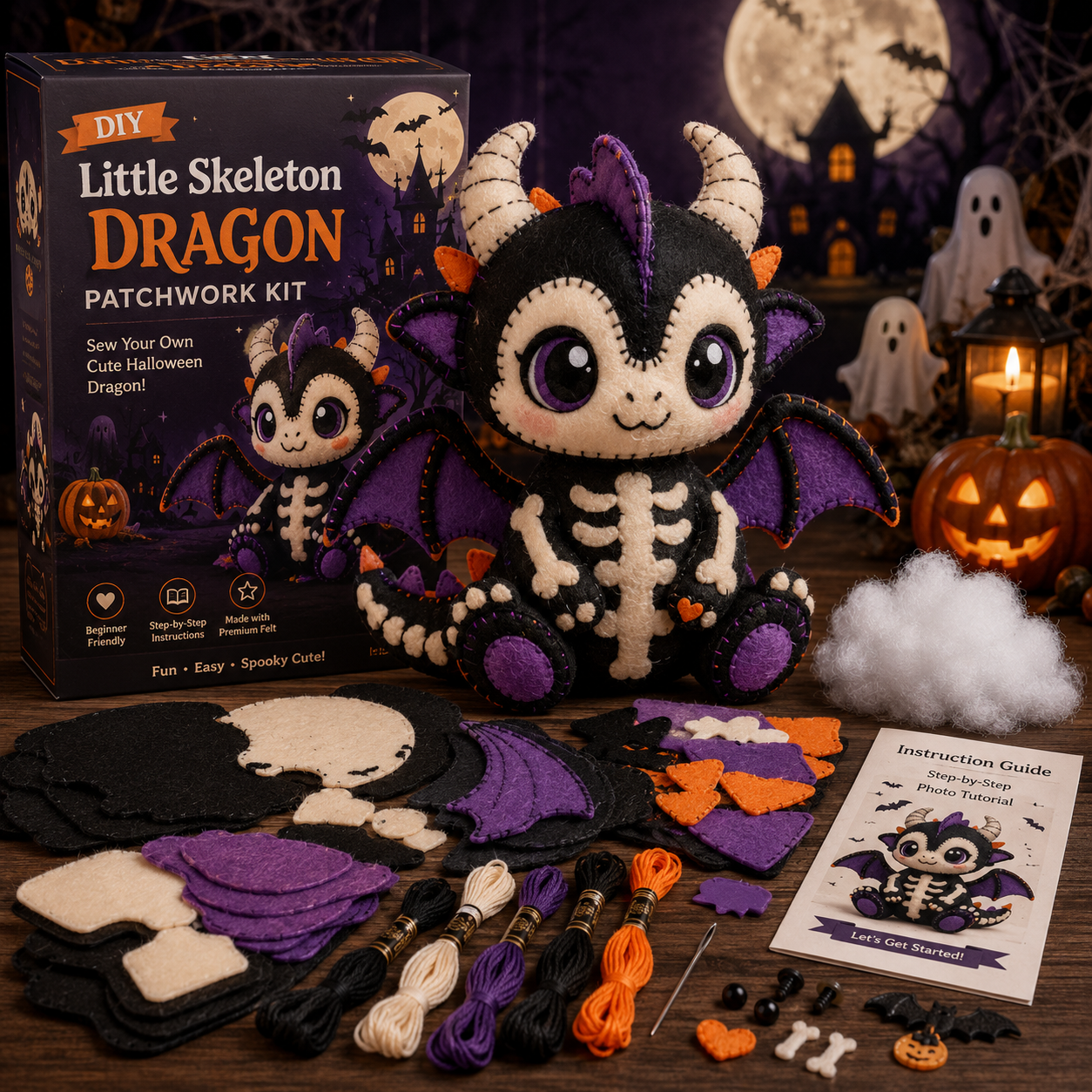 DIY Halloween Magical Patchwork Kit – Sew Your Own Spooky Cute Friend 🎃🧵-HandPrint