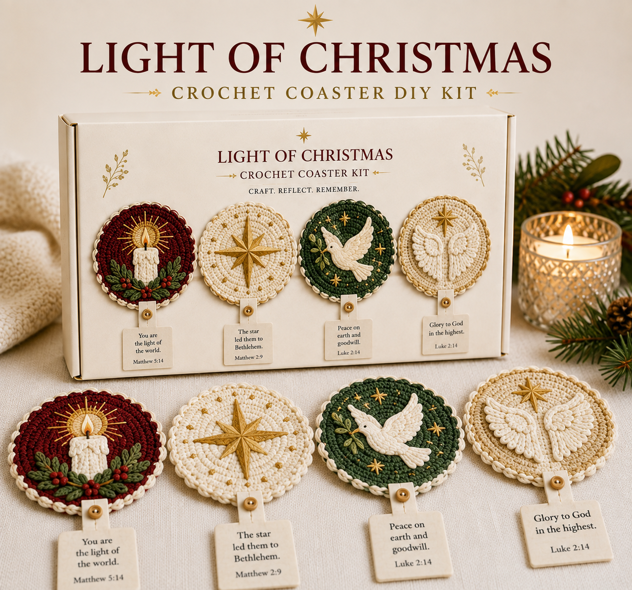 🔥LAST DAY 49% OFF - 🧶Nativity Crochet Coaster DIY Kit-HandPrint