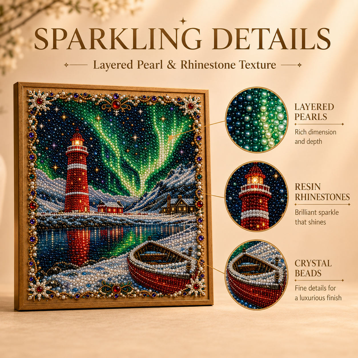 ✨ Aurora Lighthouse DIY Pearl Painting –  Sparkling Winter Landscape Decor-HandPrint
