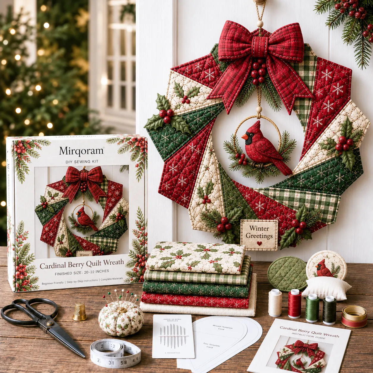 ⏳ Last Day 49% OFF – 🎄Beginner-Friendly DIY Christmas Fabric Wreath Kit Collection | Complete Kit with Coordinated Fabrics, Wreath Materials & Step-by-Step Guide Included 💕-HandPrint