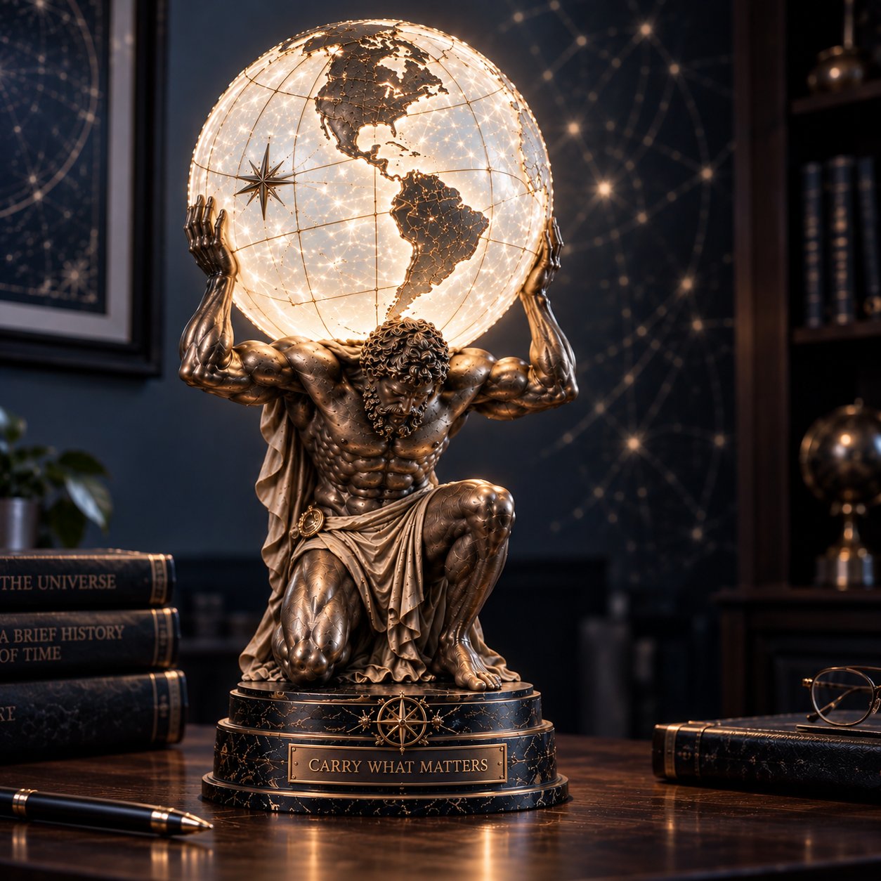 🌍 Atlas Illuminated World Sphere Lamp🌌-HandPrint