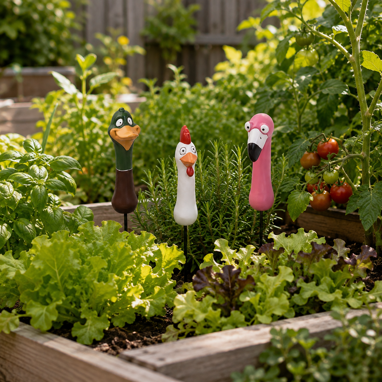 🌿 Funny Peeking Bird Garden Stakes – 3-Piece Whimsical Yard Decor-HandPrint