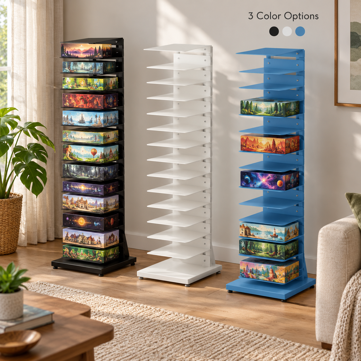 Adjustable Vertical Board Game Storage Tower-HandPrint