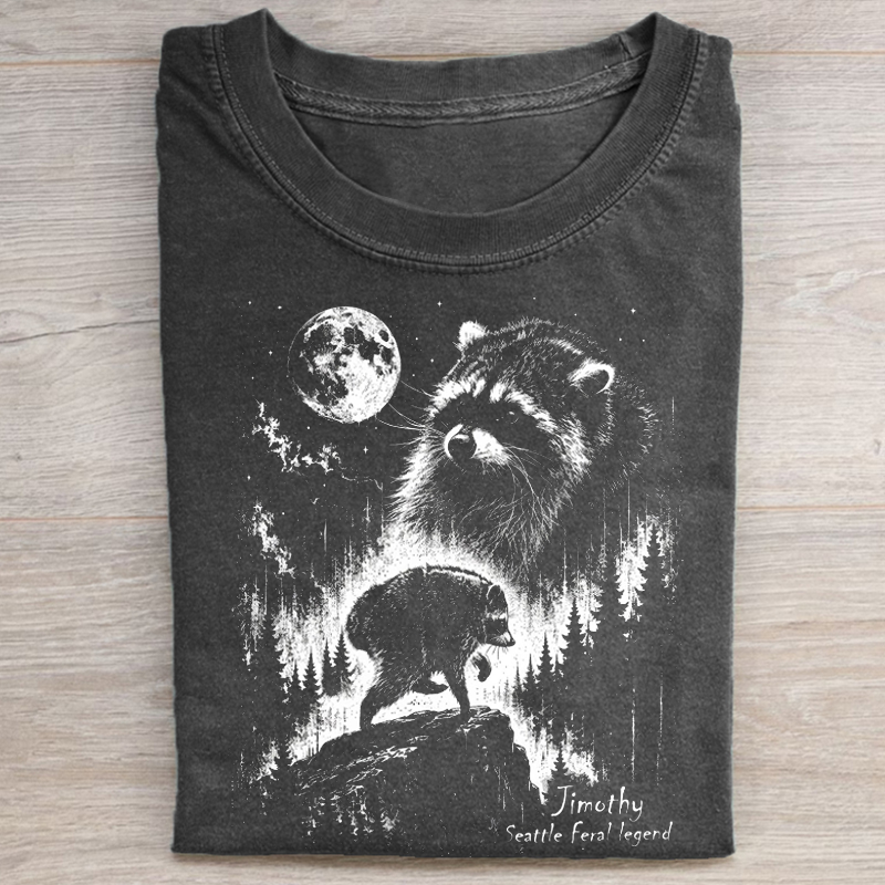 Vintage Jimothy Raccoon Howling To The Moon T-shirt-NaturexCraft