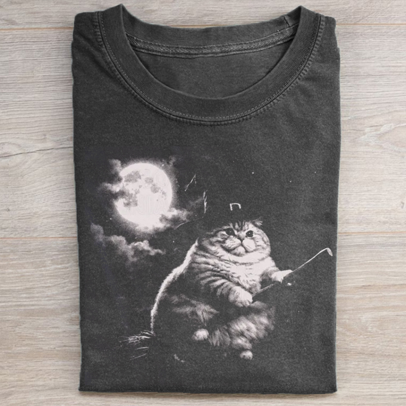 Chonk Witch Cat meme T-shirt-NaturexCraft