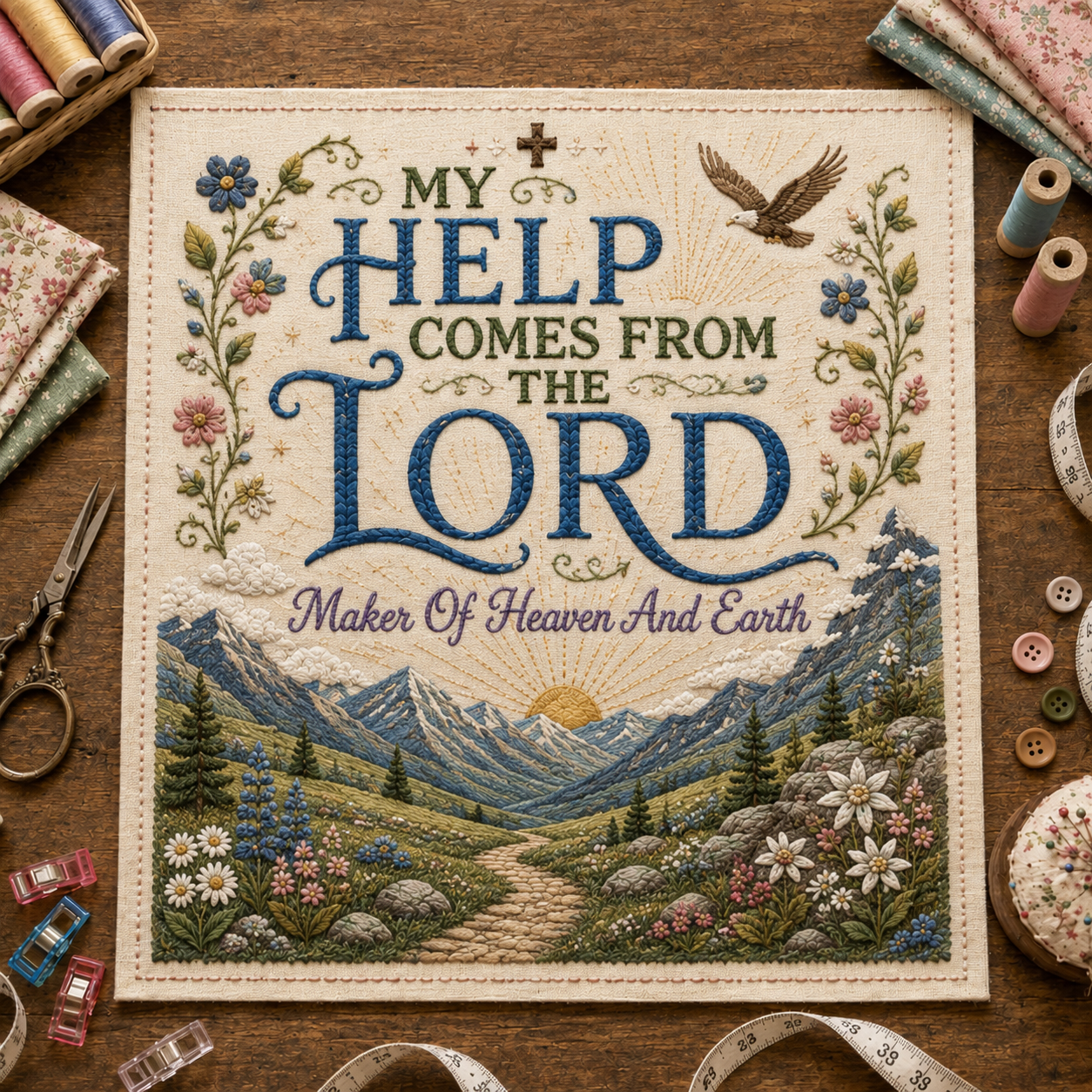 ✝️ Psalms of Comfort & Strength Faith Fabric Patch Panel-HandPrint