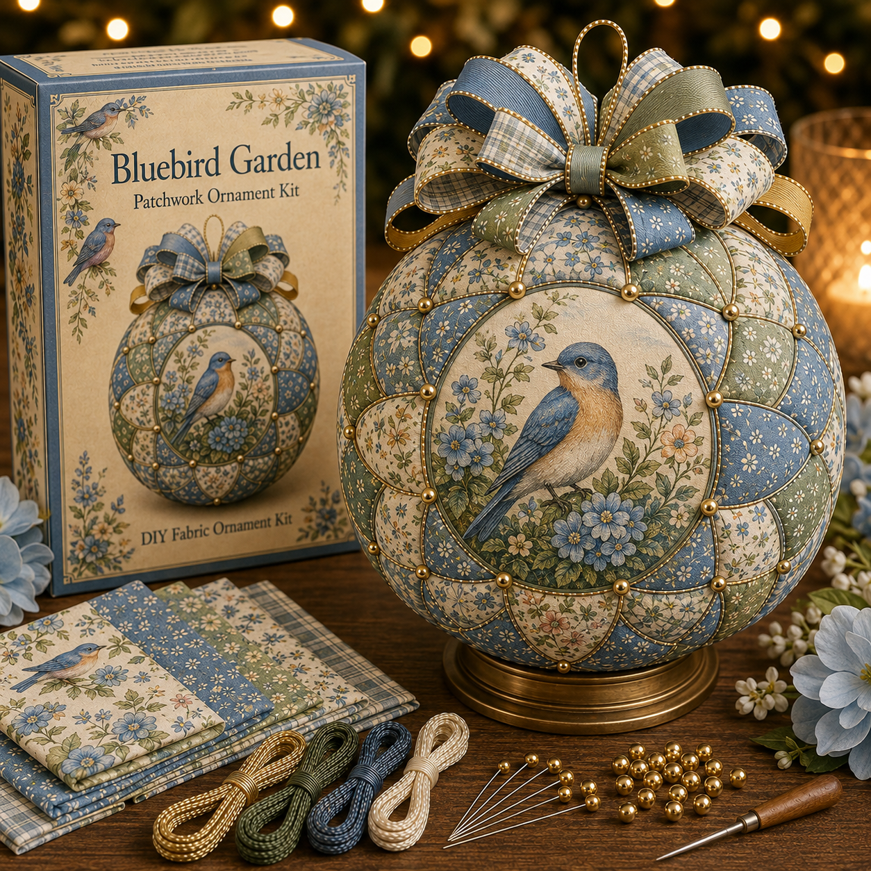 🌿 Garden & Birds Patchwork Ornament DIY Kit-HandPrint