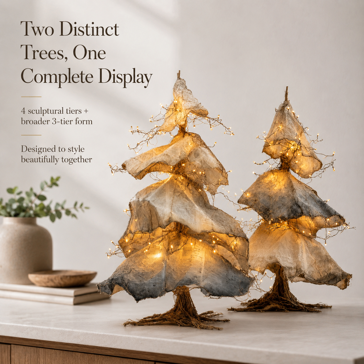 Windswept Winter Trees – Lighted Sculptural Tree Set-HandPrint