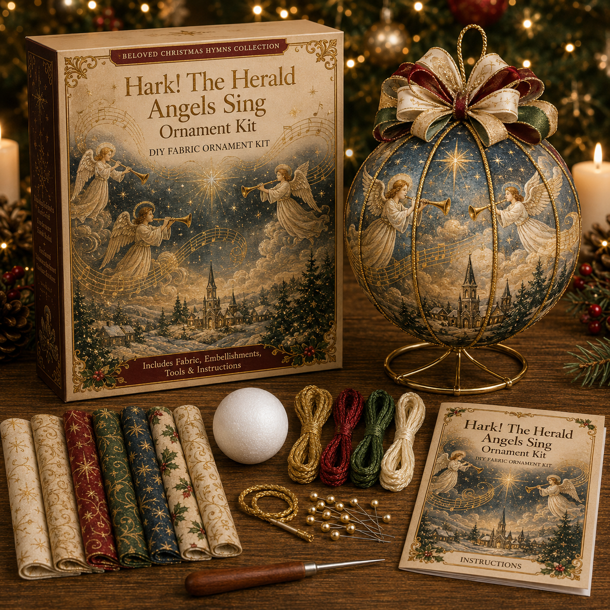 🎄 Beloved Christmas Hymns DIY Fabric Ornament Kit-HandPrint