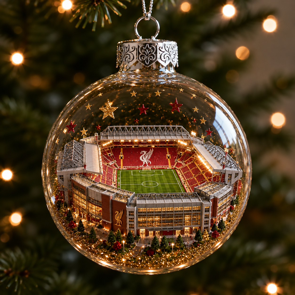 🎄 Light-Up Football Heritage Diorama Ornament-HandPrint