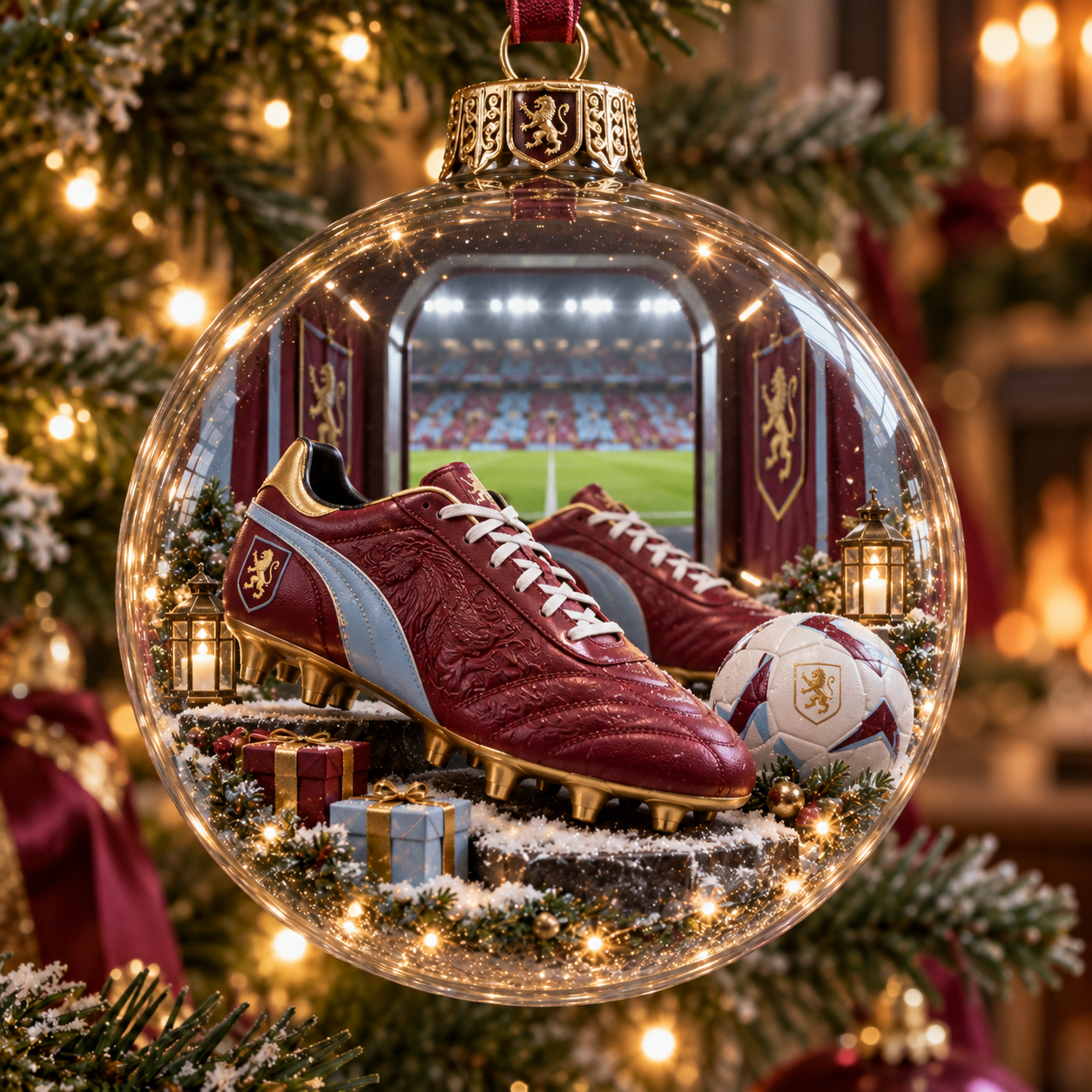🎄 Pride & Tradition Light-Up Football Christmas Globe Ornament-HandPrint