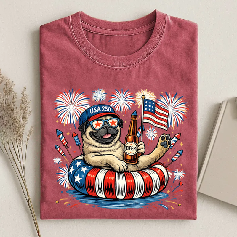 Pug 4th of July T-shirt-NaturexCraft