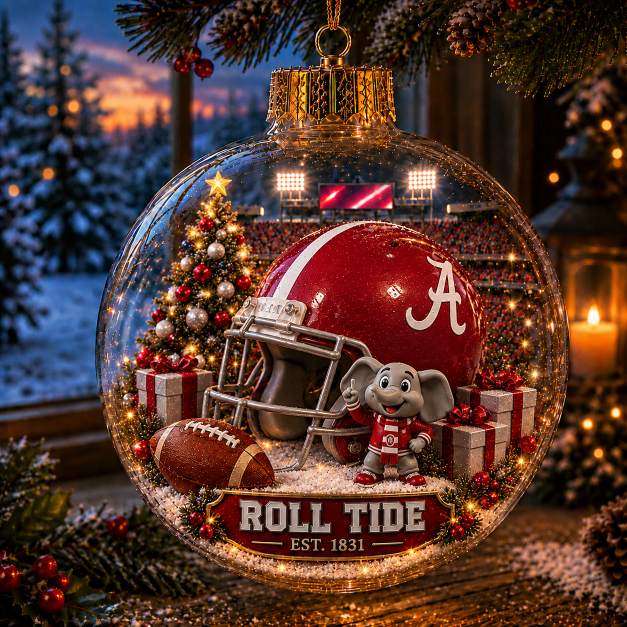 🏈🎄 Light-Up College Football Christmas Ornament-HandPrint