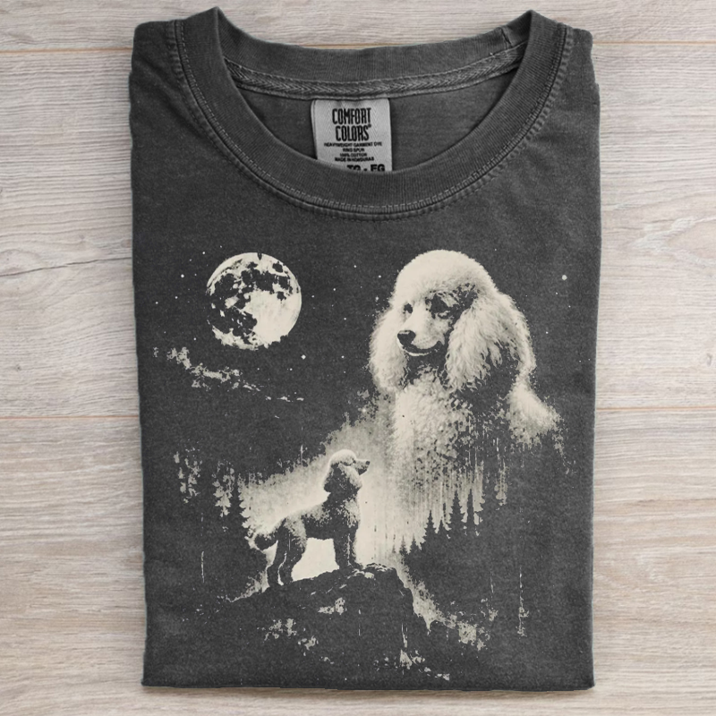 Poodle Howling to The Moon T-shirt-NaturexCraft