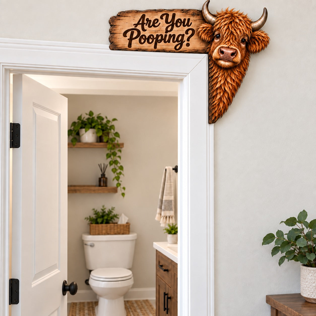 🐮Last Day 50% OFF - Funny Highland Cow Door Topper-HandPrint