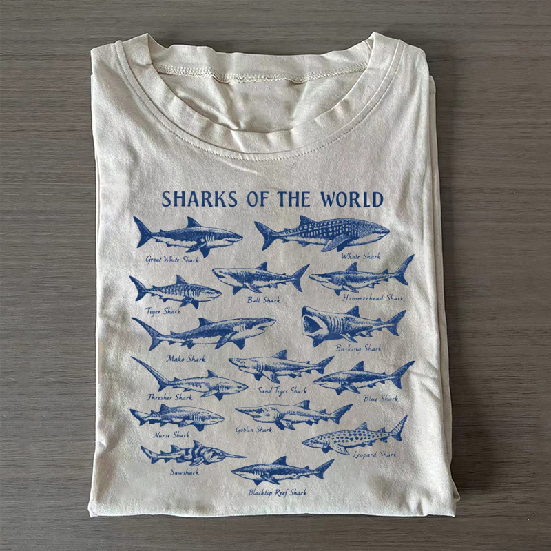 Vintage Sharks Of The World T-shirt-NaturexCraft