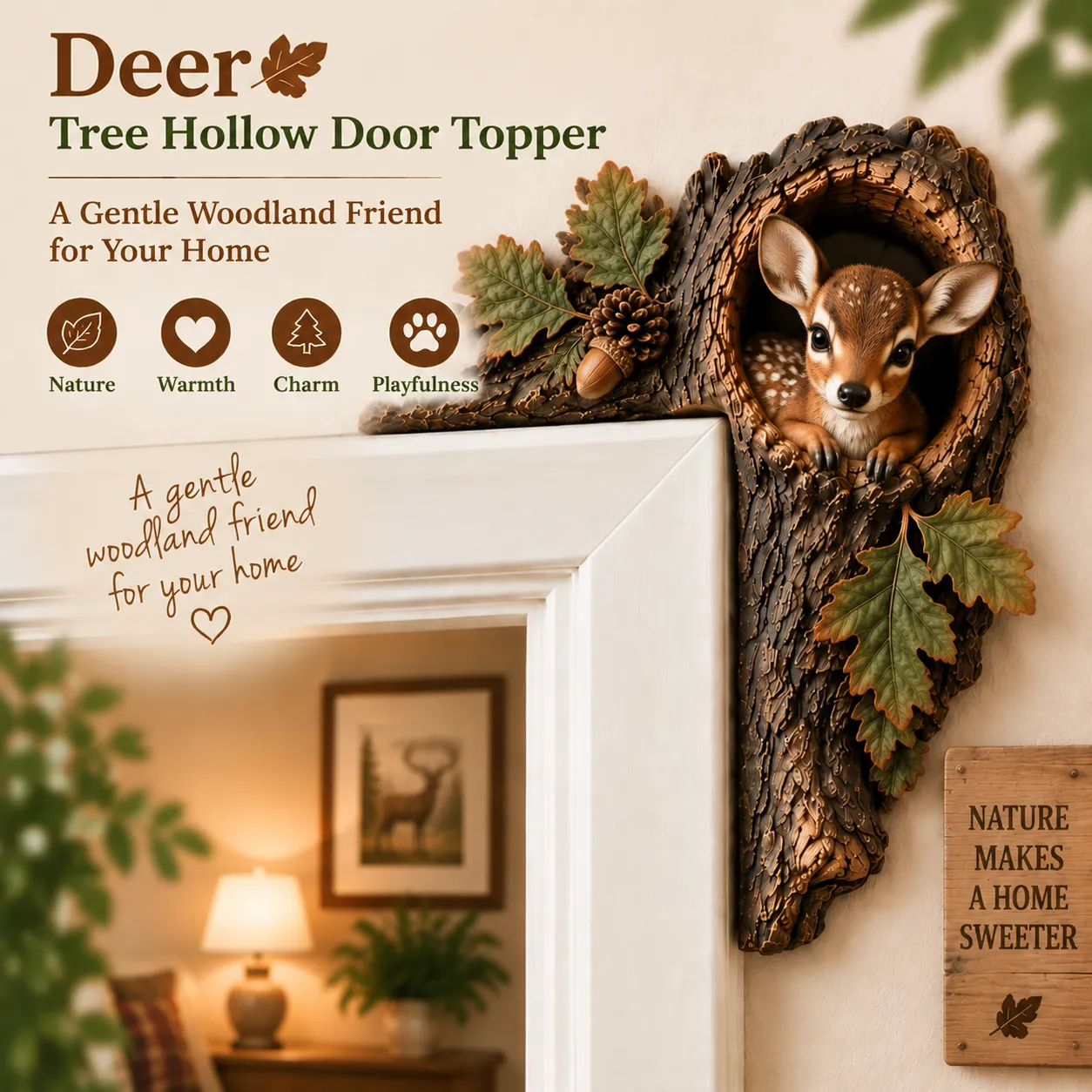🔥Last Day BUY 2 GET 1 FREE🐿️ 3D Chipmunk Tree Hollow Door Topper | Woodland Animal Doorway Decor For Cozy Nature Homes