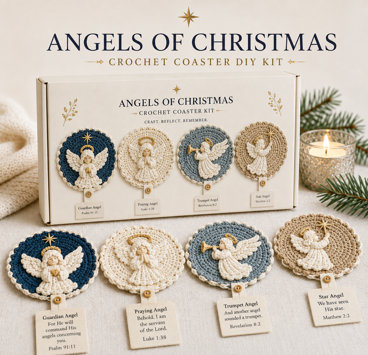 🔥LAST DAY 49% OFF - 🧶Nativity Crochet Coaster DIY Kit-HandPrint