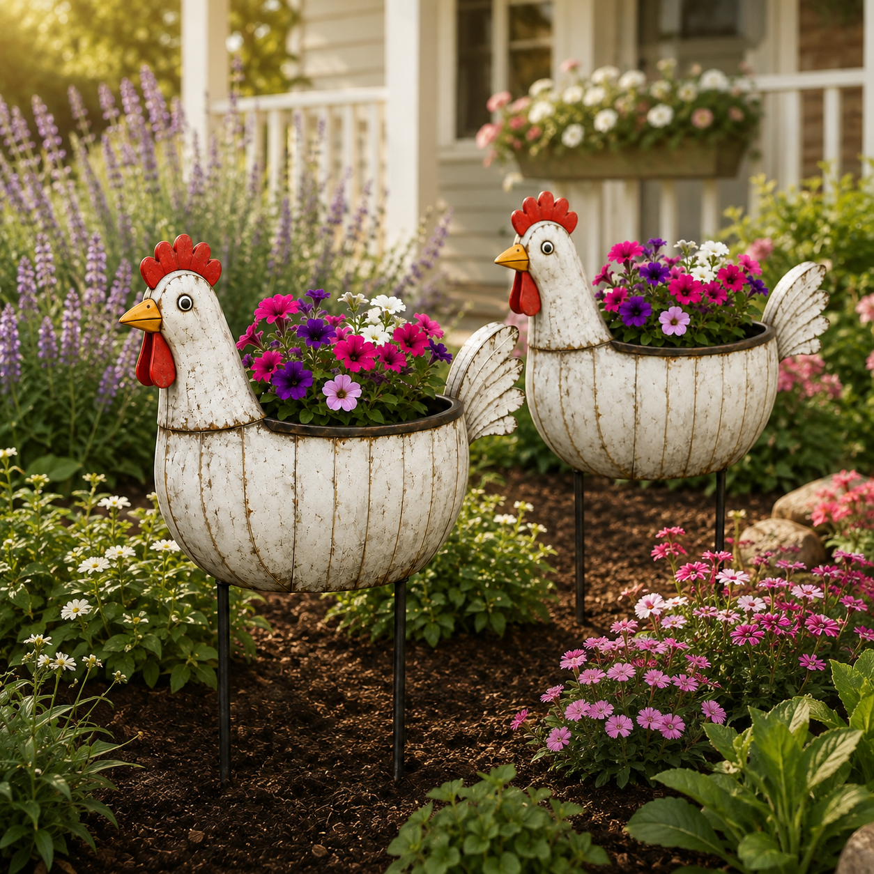 Rustic Hen Garden Stake Planter-HandPrint