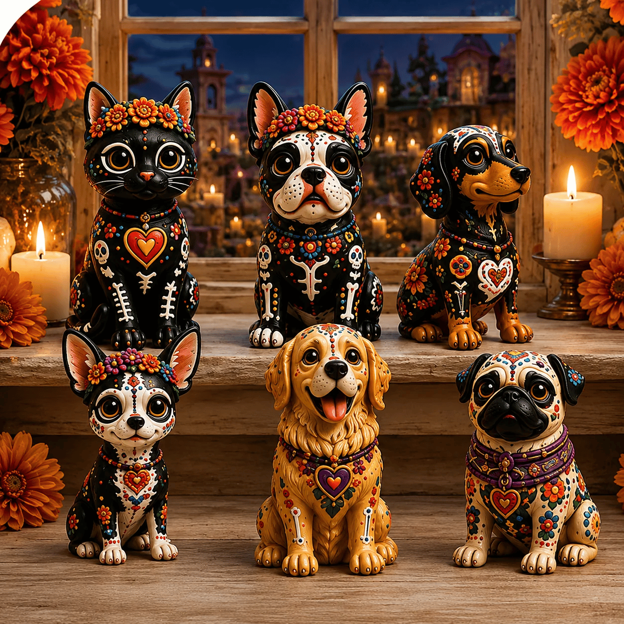 Día de Muertos Animals Advent Calendar 2026 – 24‐Day Folk Art Animal Figurine Collection | 24 Unique Collector‐Grade Miniatures-HandPrint