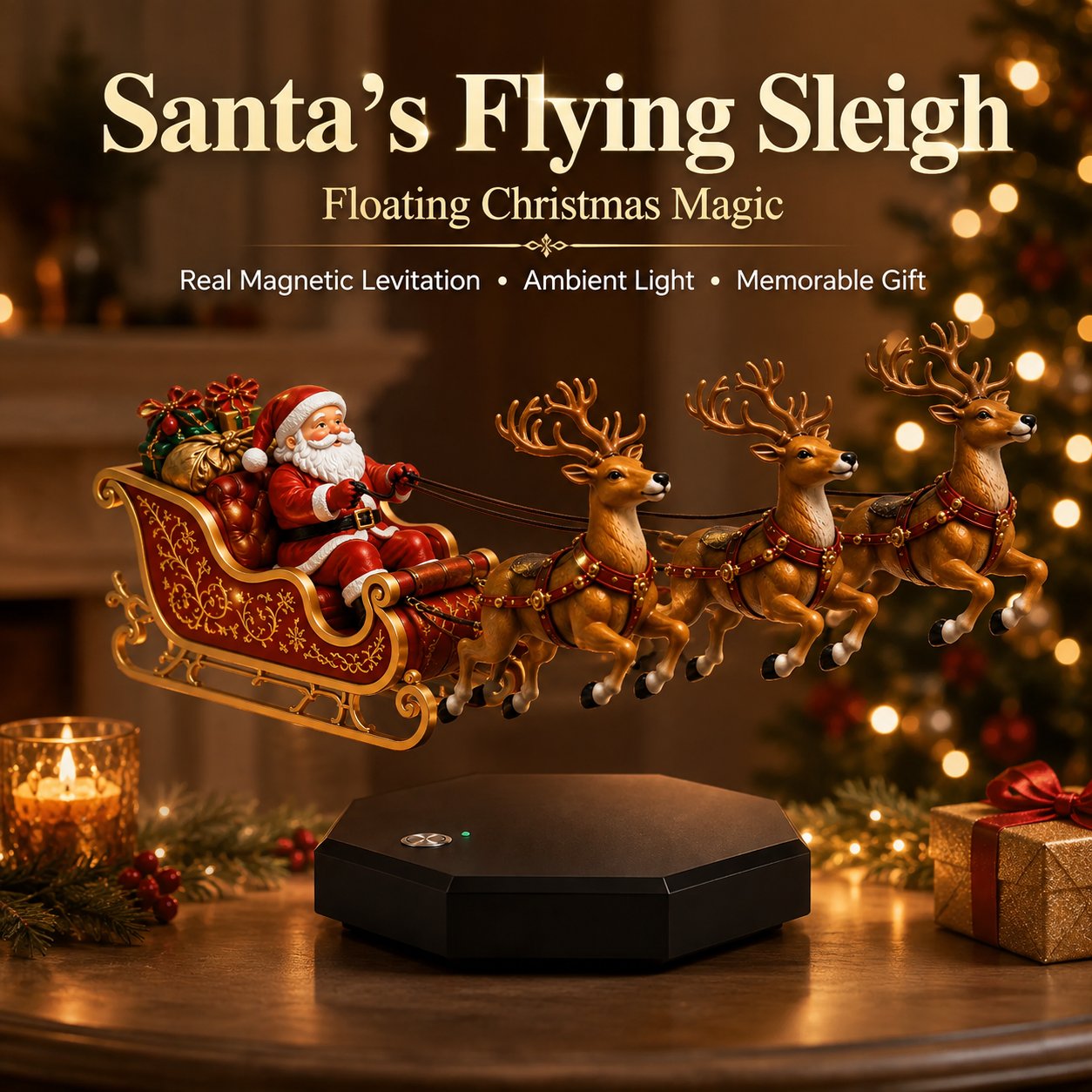 🎅 Santa’s Flying Sleigh — Magnetic Levitation Christmas Display ✨-HandPrint