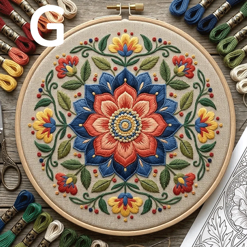 🔥49% Off Last Day - BUY 3 GET 1 FREE🌼 Floral Mandala Embroidery Kit (📦Buy 3 Free Shipping)-HandPrint