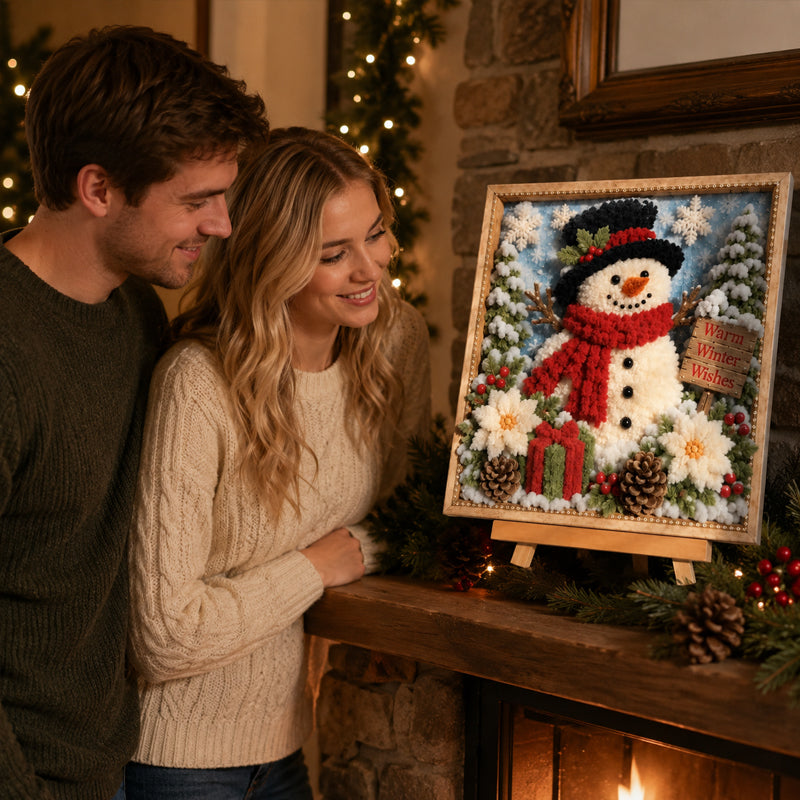 "Warm Winter Wishes" 3D Snowman DIY Kit-HandPrint