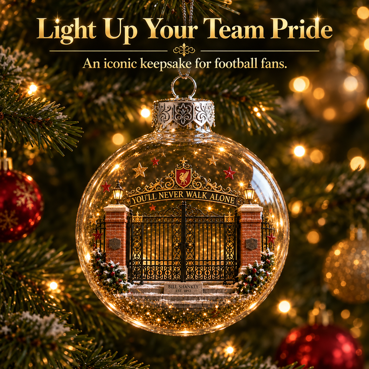 🎄 Light-Up Football Heritage Diorama Ornament-HandPrint