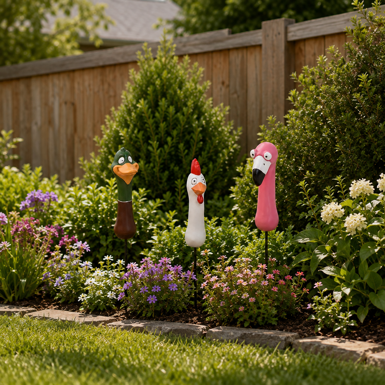 🌿 Funny Peeking Bird Garden Stakes – 3-Piece Whimsical Yard Decor-HandPrint