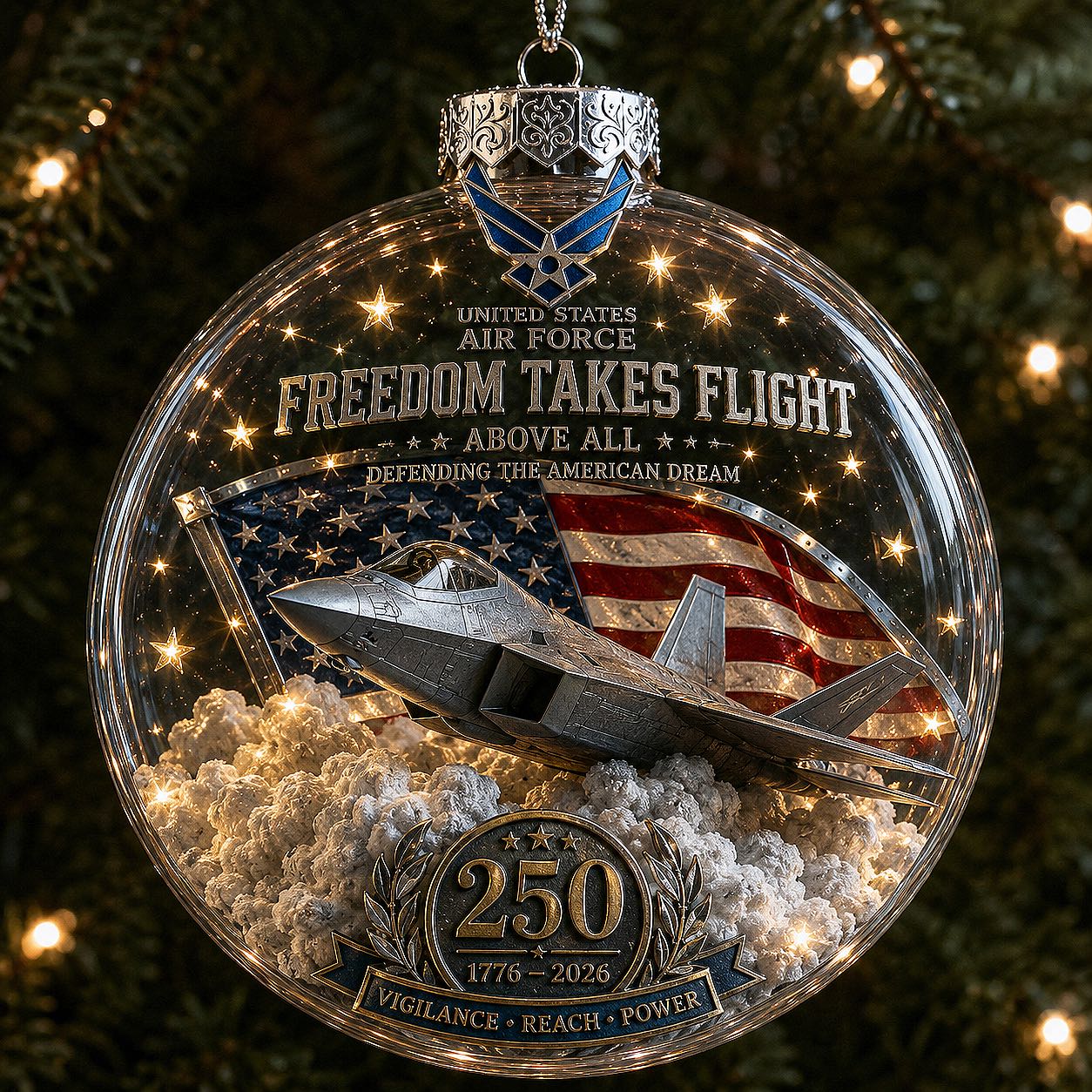 🎄 LAST DAY 75% OFF 🇺🇸 America 250th Military Legacy Light-Up Christmas Ball-HandPrint