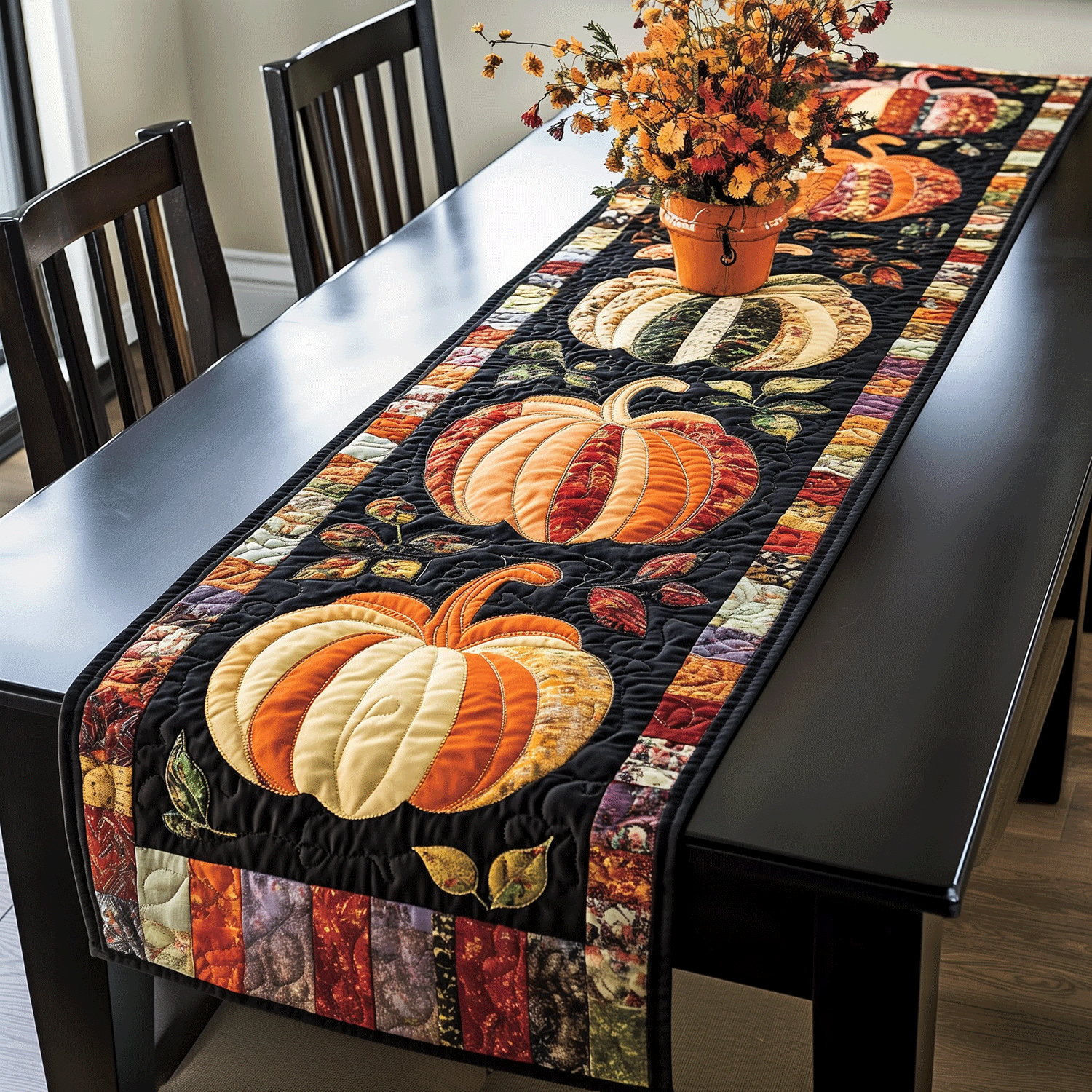 Pumpkin Quilted Table Runner NCU0VT37-HandPrint