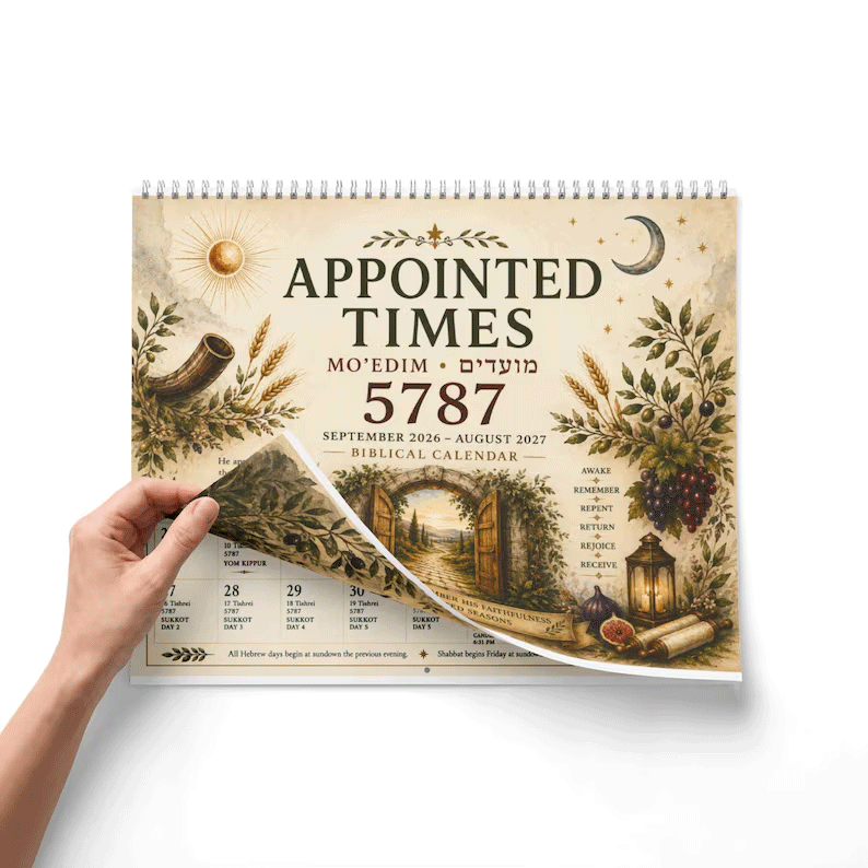 Biblical Hebrew Calendar 5787 | 2026-2027 Appointed Times Wall Calendar | Feast Days, Hebrew Dates and Shabbat-HandPrint