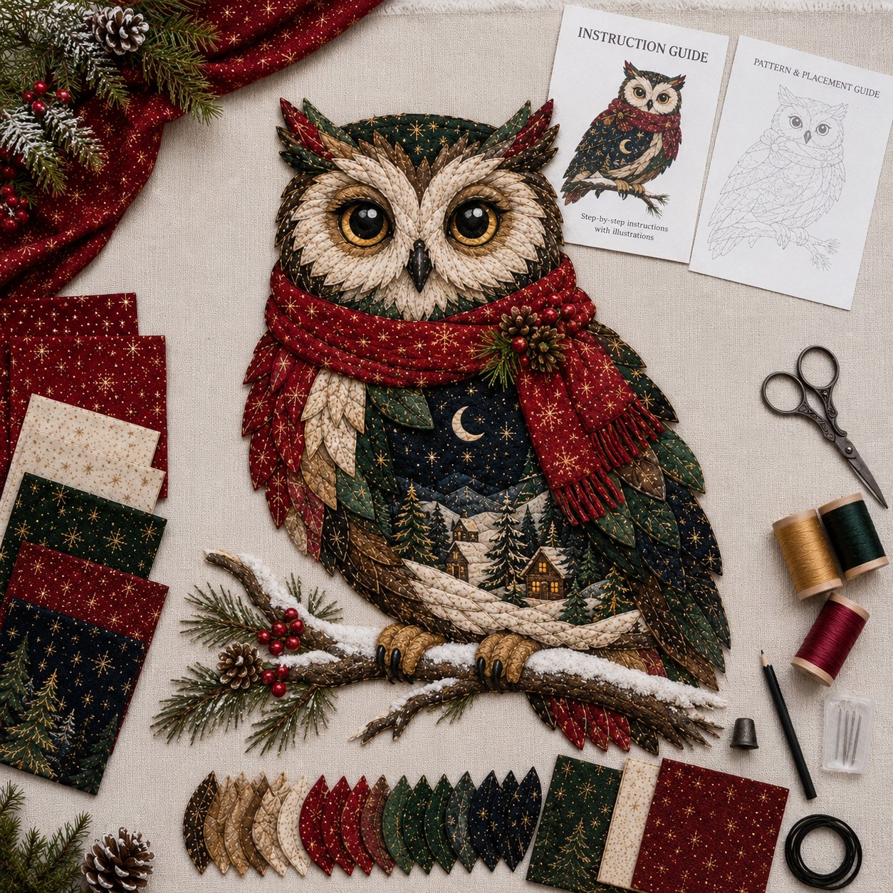 🔥Last Day 49% OFF - 🎄🎅Christmas Woodland Wildlife DIY Patchwork Kit – ✨Create a Festive Handmade Keepsake-HandPrint
