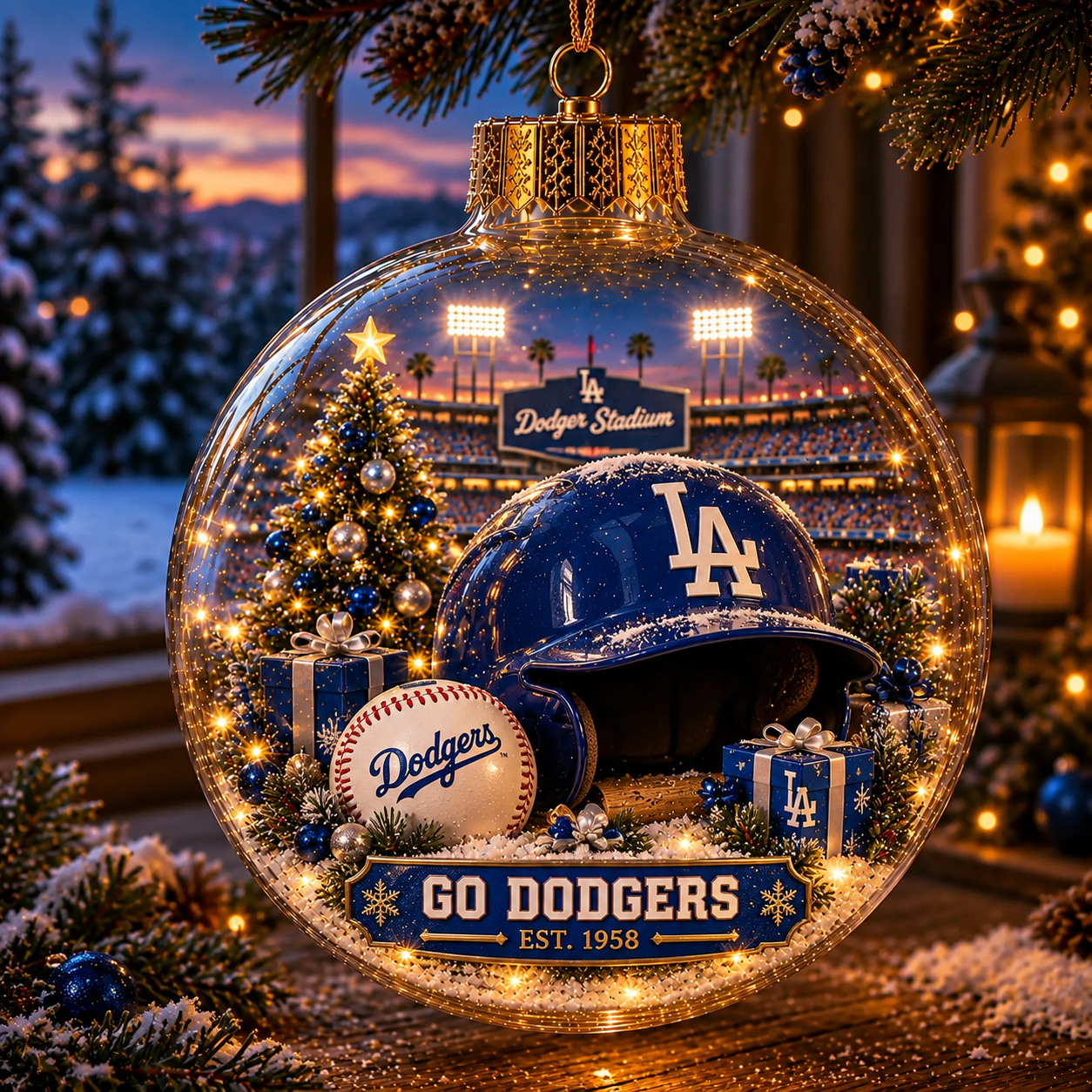 ⚾🎄 Bring the Ballpark Home — Light-Up Baseball Christmas Diorama Ornament-HandPrint